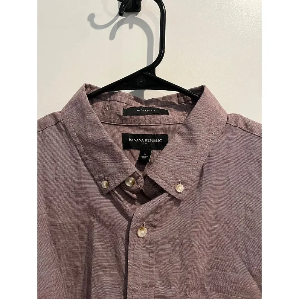 Banana Republic Men's Untucked Fit Red Oxford Button Down Shirt Size Large